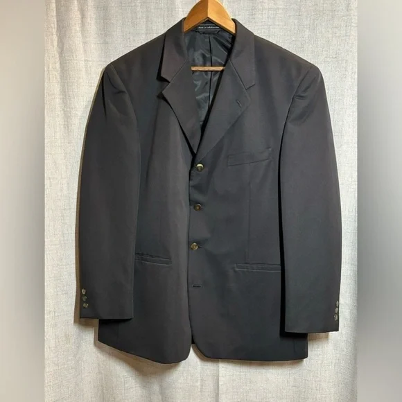 von furstenberg black men’s dinner jacket suit blazer coat w/metal buttons. 46R - Picture 3 of 15